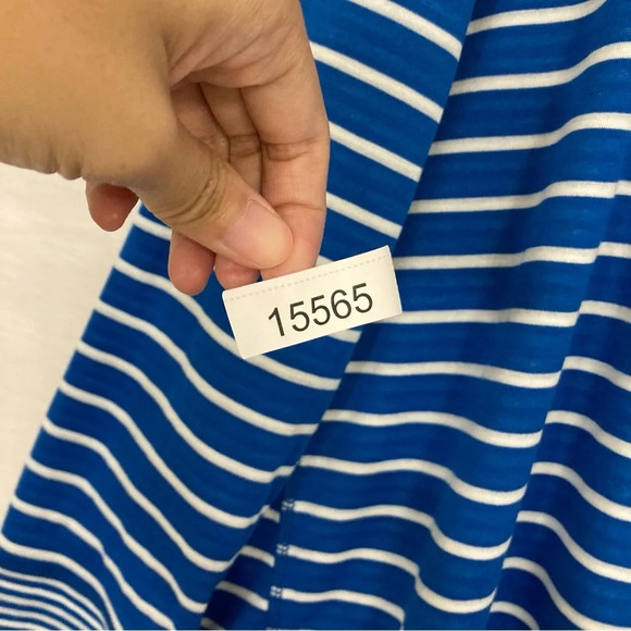 New Ruby Rd. Blue White Stripe Open Front Asymmetric Hem Knit Cardigan XL - Picture 7 of 7